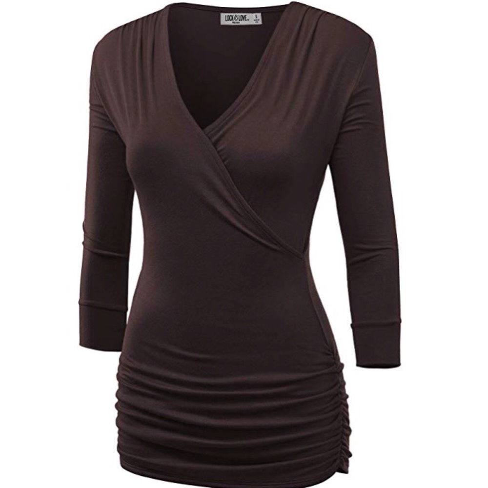 3/4 Sleeve Top w/Cross Front Wrapped